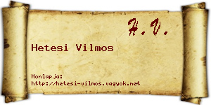 Hetesi Vilmos névjegykártya
